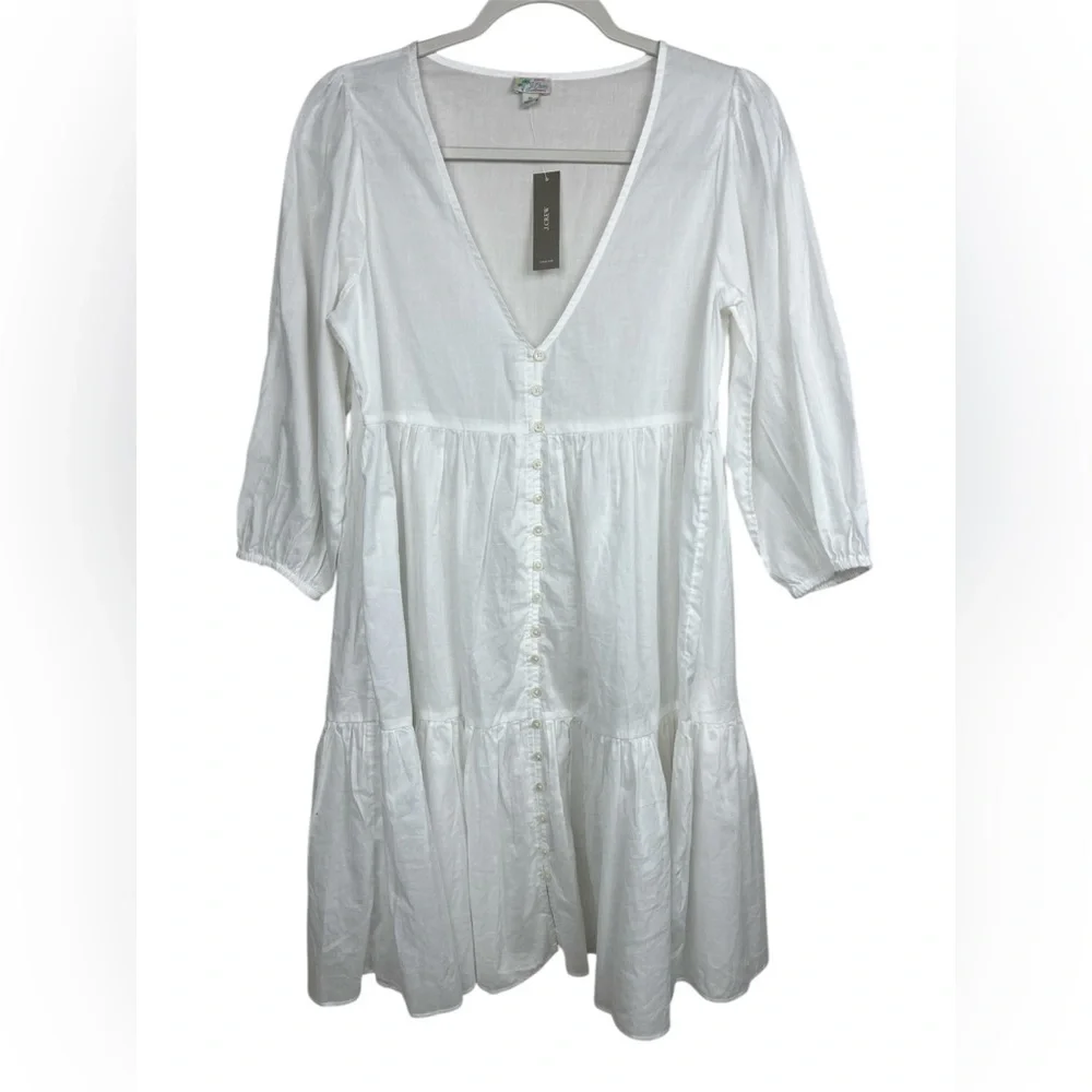 J Crew Button-front Beach Dress White XS Cotton